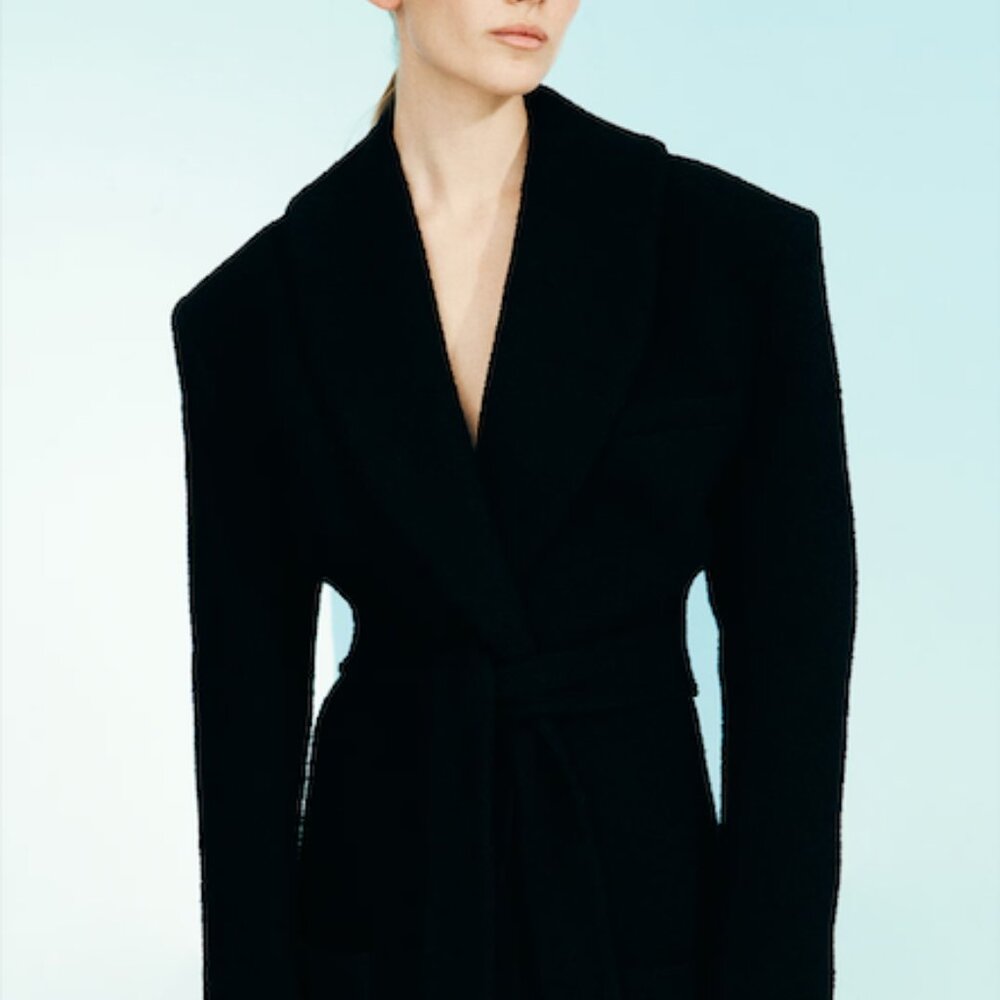 H&M Studio S/S 2025 Tie-Belt Bouclé-Weave Coat